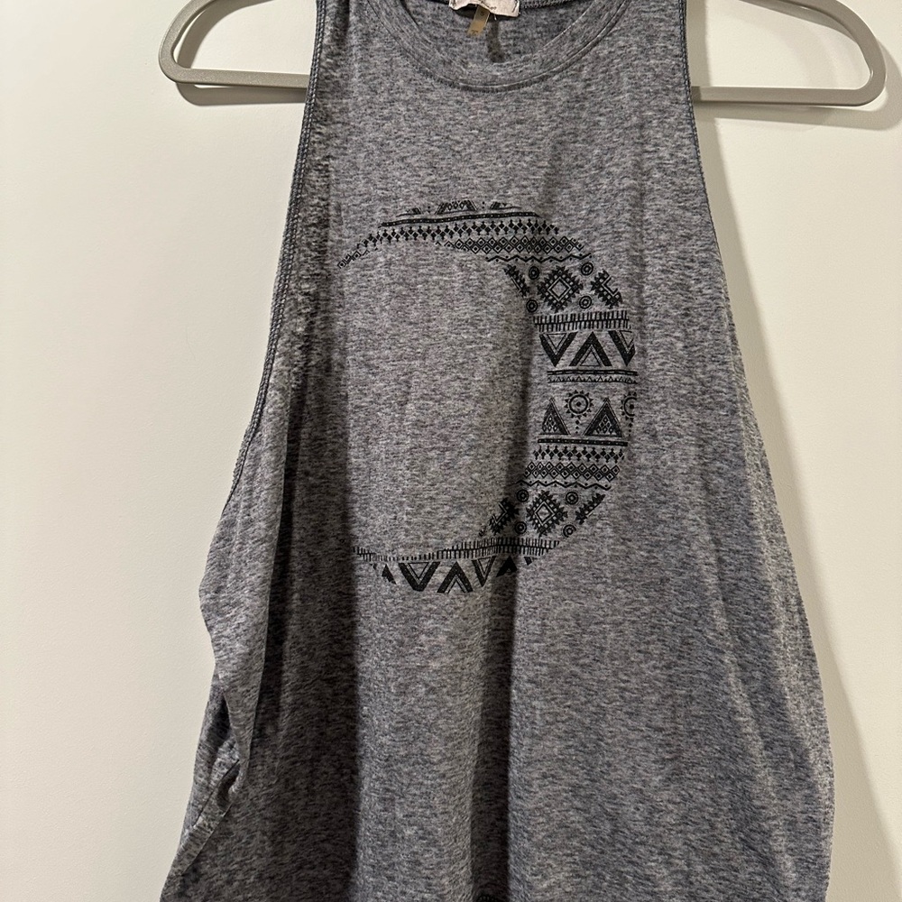 Gray Sleeveless Top with Moon Design